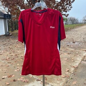 Fila Red and Navy and White Sports Tee XL Soft